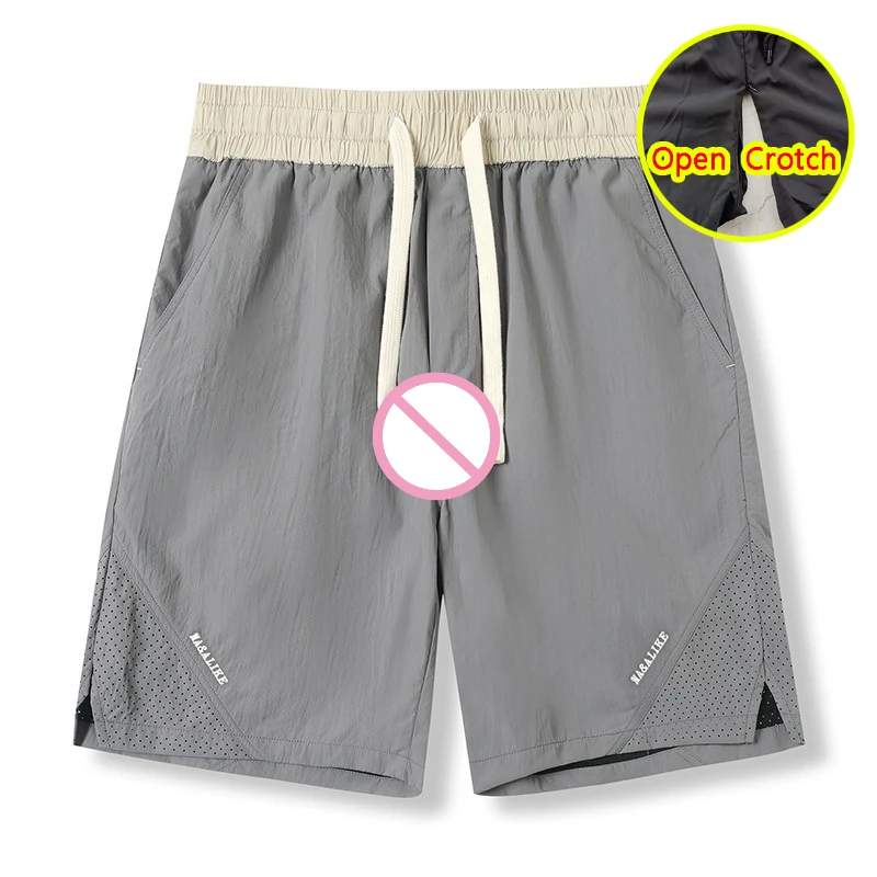 

Men Open Crotch Pants Summer Casual Cargo Shorts Crotchless Mini Straight Fashion Beach Clubwear Back Hole Play Easy Cloth