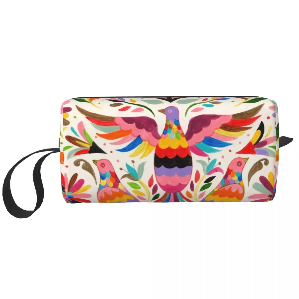 Mexican Otomi Birds Texture Travel Cosmetic Bag Women Folk Floral Art Toiletry Makeup Organizer Ladies Beauty Storage Dopp Kit