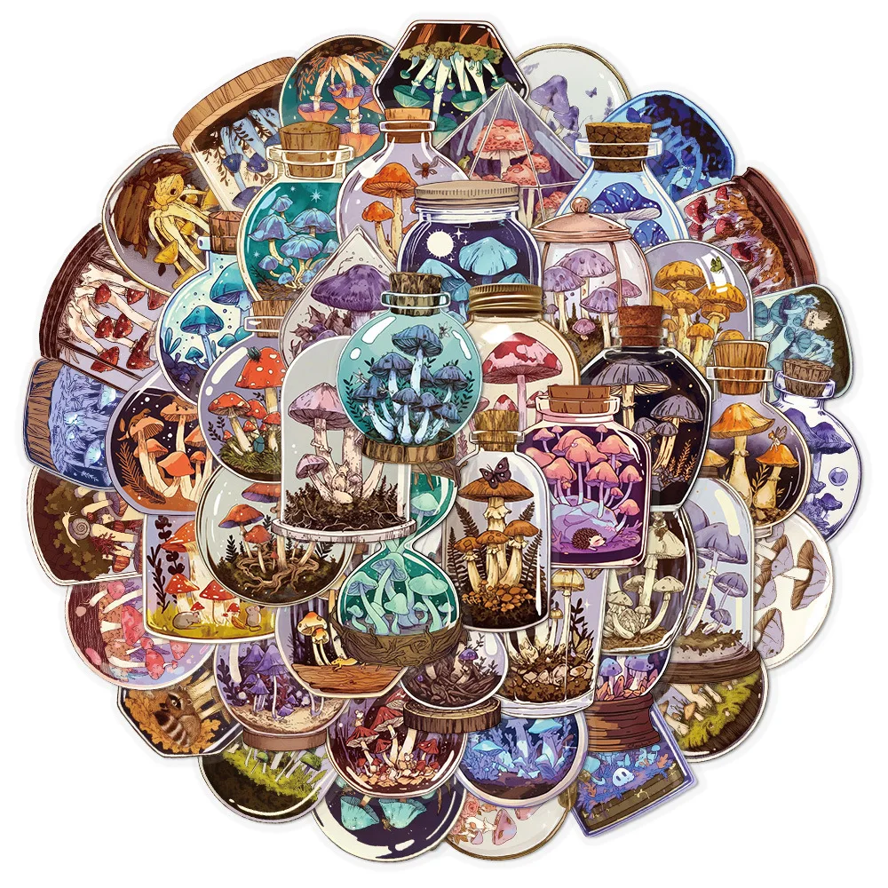 50PCS Kawaii Pilz Aufkleber Vintage Pilz Aufkleber Laptops Gepäck Tagebuch Skateboards Coole Gitarre Motorrad Aufkleber