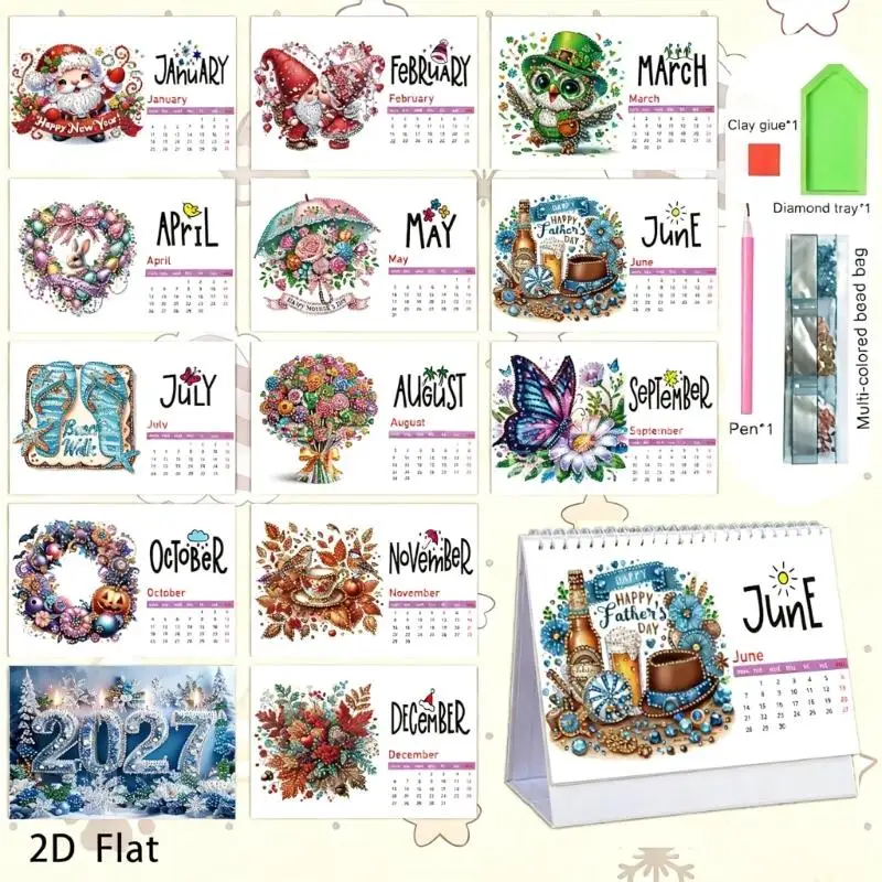 31BA 2027 DIY Craft Desk Calendar, 12 Individual Monthly Pages with Top Binding for Planning and Creative Display