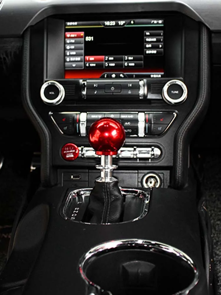 Gear Shift Knob Compatible With 2015-2023 Ford Mustang Interior Kits, Made Of Aluminum Alloy, Round, Smooth Handle.