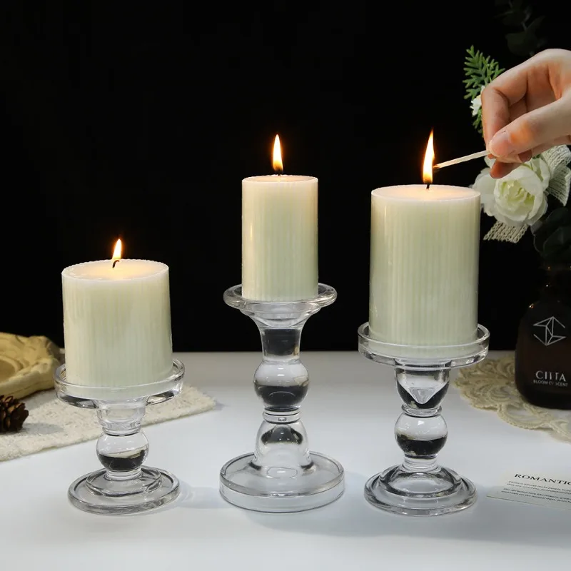 1PC Classic European Style Off White Pillar Candle Smokeless Tasteless Romantic Decoration For Wedding Hotel Home Party