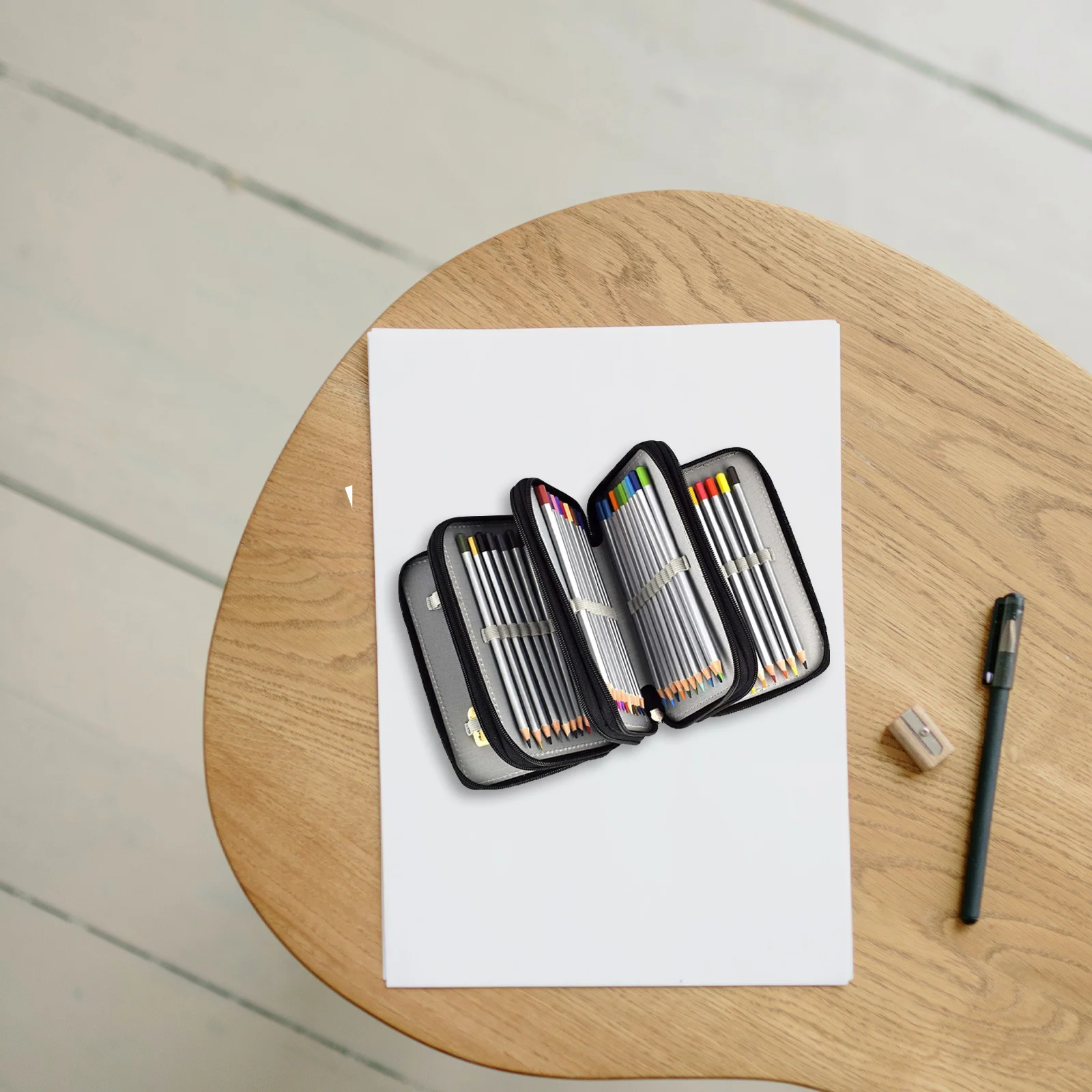 

Colored Pencil Case 72 Slots Large Capacity Pen Organizer Separated Compartments for Art Sketching Supplies Black