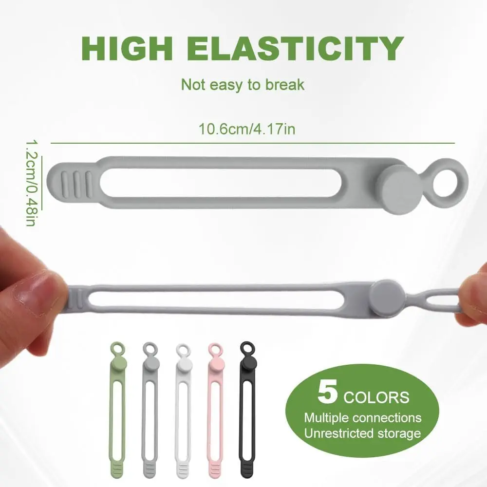 Upgrade Silicone Cable Ties Reusable Cable Management Organizers, Multipurpose Elastic Cord Organizer for Fastening and Bundling