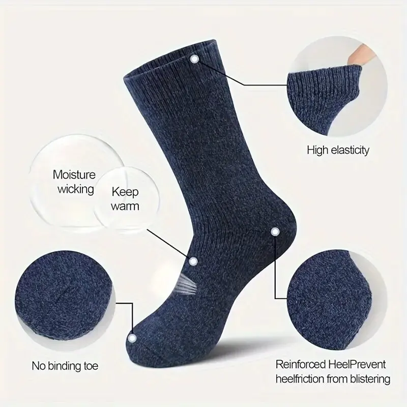 3 Paar Winter warme dicke Handtuchboden Herrensocken Wolle Herrensocken Slipper Socken Merinowollsocken gegen kalte Schneesocken 39-44 – Detail 6
