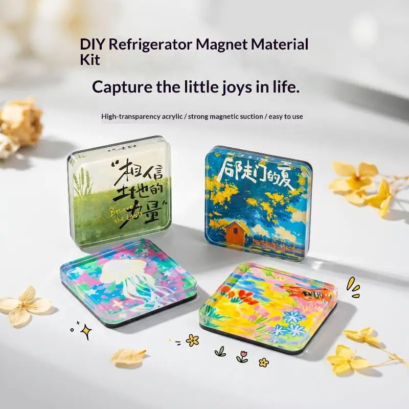 DIY Transparent Acrylic Magnetic Photo Frame Reusable Adhesive Backing for Fridge Home Office Souvenir Display