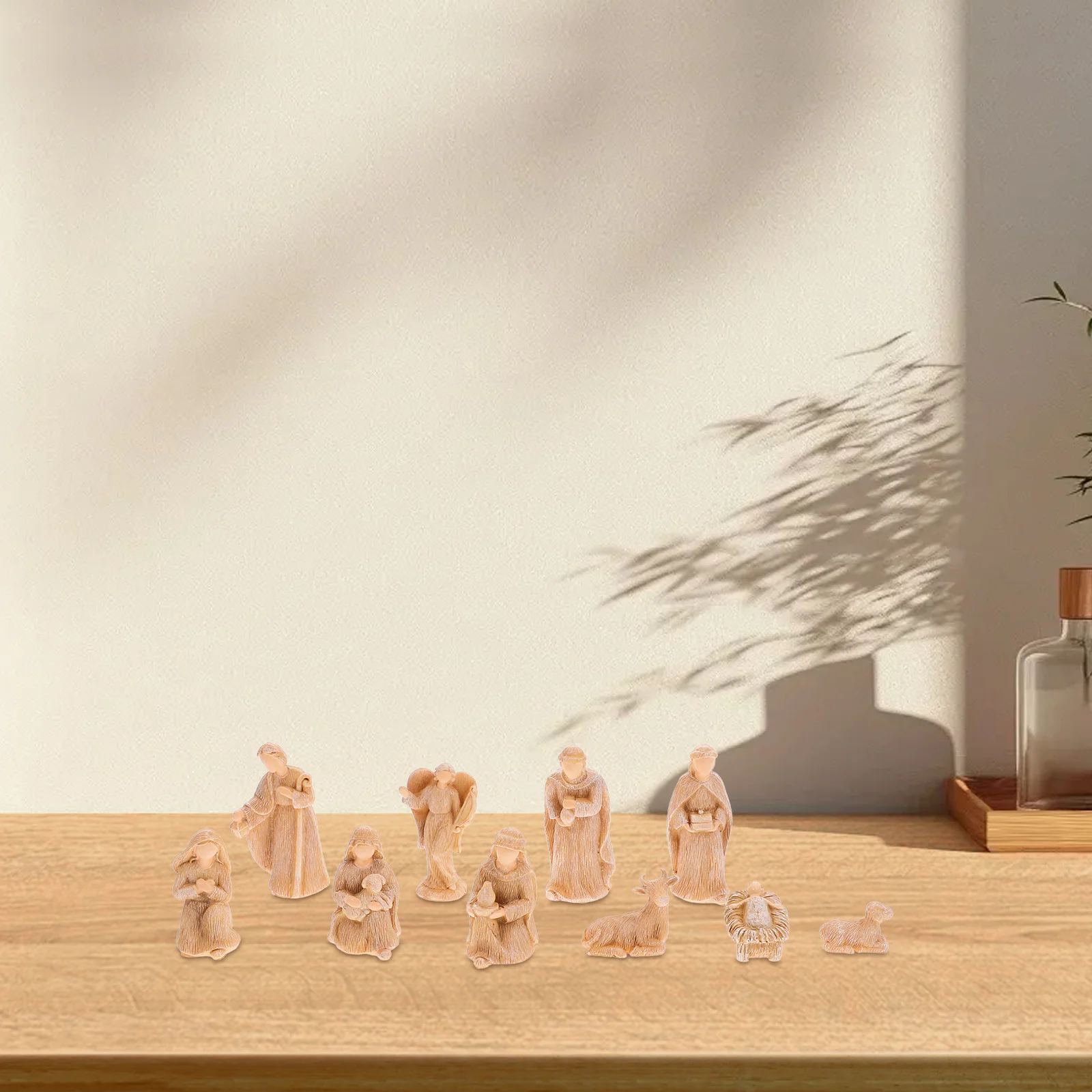 1 مجموعة مشهد المهد الراتنج عيد الميلاد يسوع الولادة النحت المنزل مكتب الكنيسة الدينية زينة عيد الميلاد المهد مجموعة