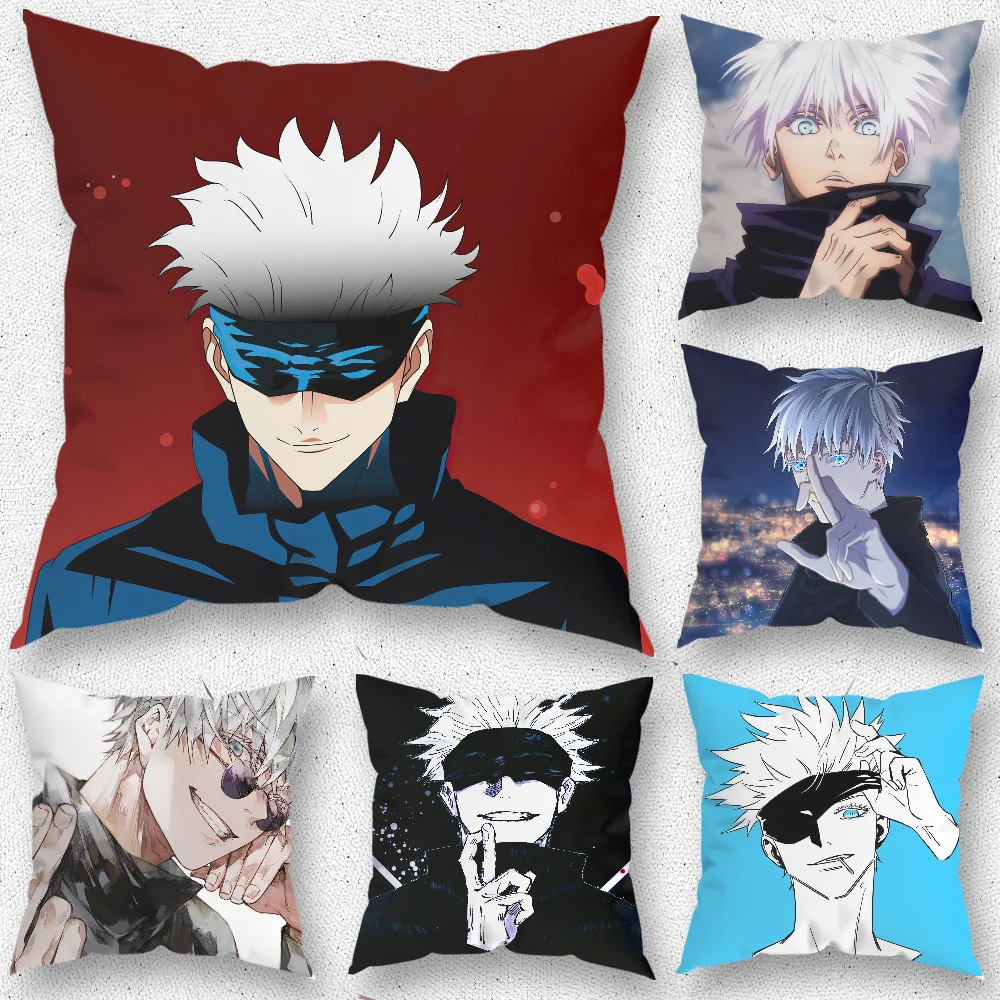 Anime Satoru Gojo Pillow Case For Home Bedroom Room Decoration Living Room Sofa Cushion Cover Suitable