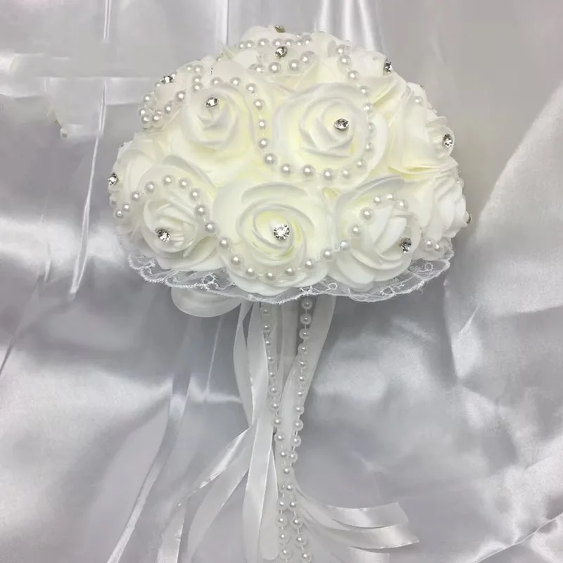 Pearl String Bridal Bouquet Creative New Design Western Wedding Goods Bud Bouquet