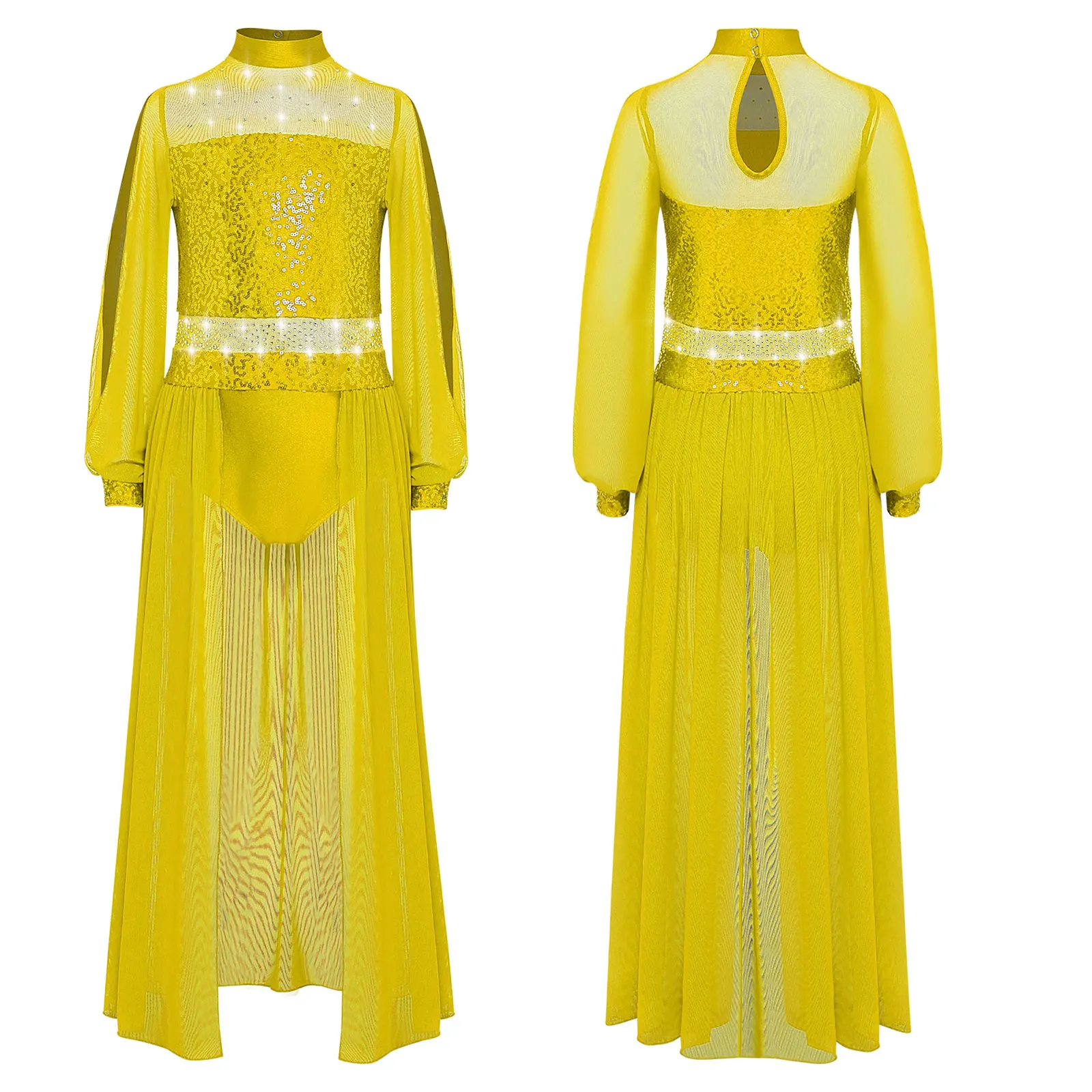 Pailletten Meisjes Liturgische Aanbidding Lof Dans Tuniek Kinderen Glanzende Kinderjurken Lyrisch Modern Hedendaags Kostuum Danskleding