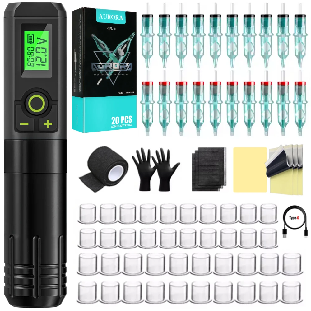 

Wireless Tattoo Machine Pen Kit Complete Beginner Tattoo Kit For Permanent Makeup Tattoo Machine Kit Wireless Tattoo Gun Kit