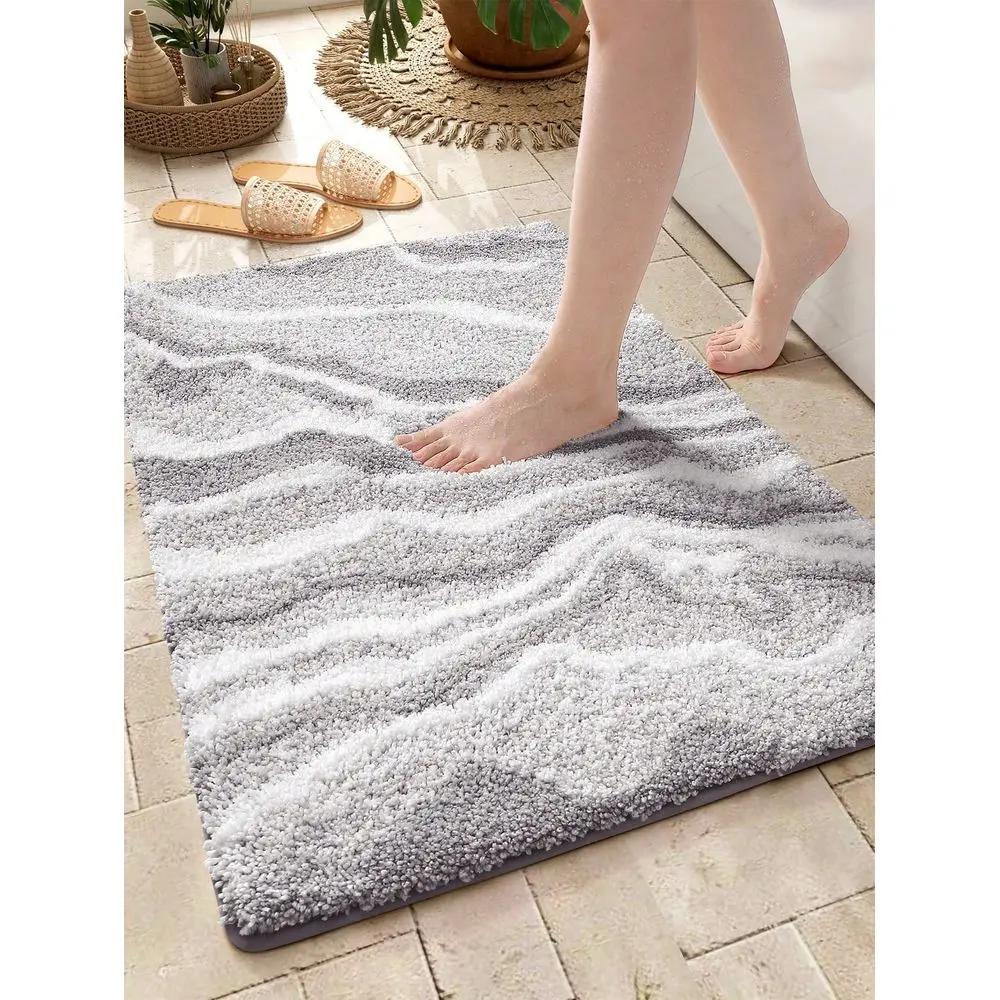 

1pc Geometric Minimalist Plush Bath Mat, Quick Absorbent Bath Rug, Super Soft Microfiber Bathroom Carpet, NonSlip TPR Bottom, M