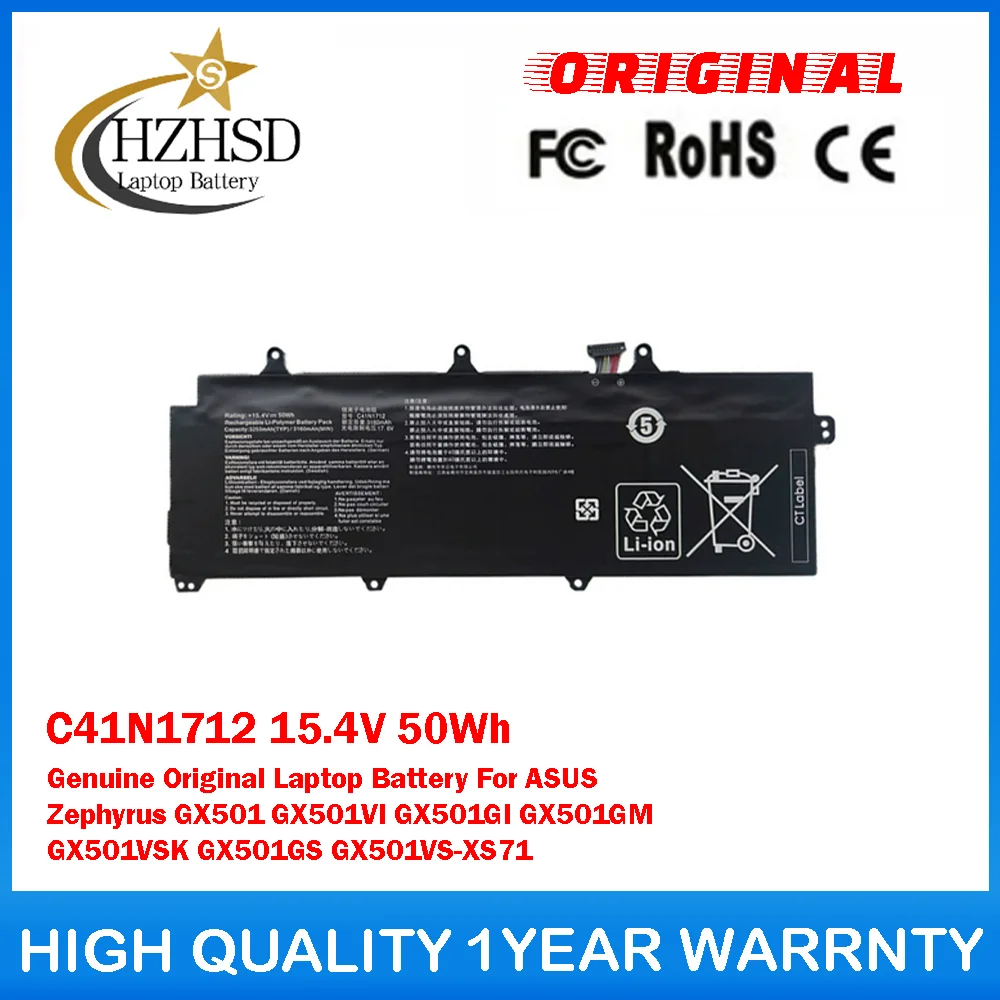 

C41N1712 15.4V 50Wh Genuine Original Laptop Battery For ASUS ZephyrusGX501 GX501VI GX501GI GX501GM GX501VSK GX501GS GX501VS-XS71