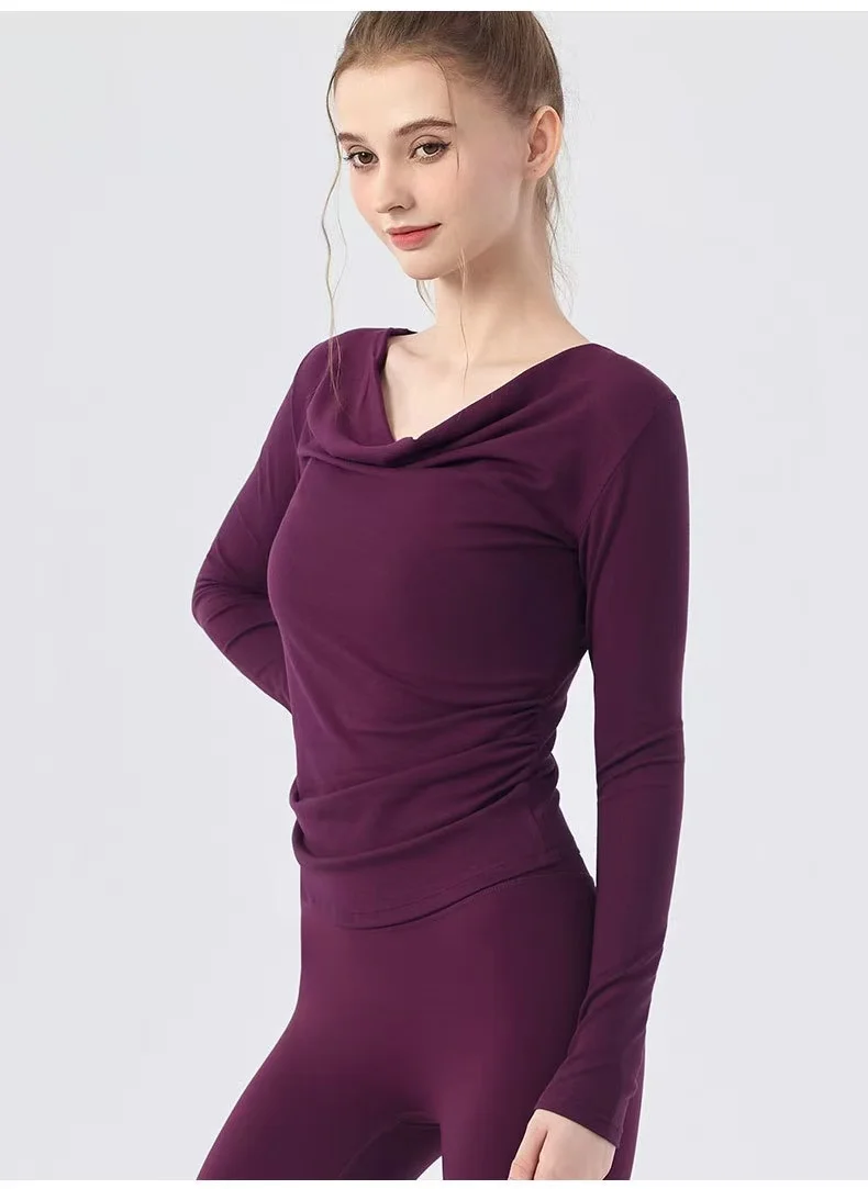 Neues Herbst-Langarm-Yoga-Gym-Workout-Oberteil, feminines One-Shoulder-Top, schlanke Sport- und Fitness-Trainingskleidung für Laufen und Pilates – Detail 8