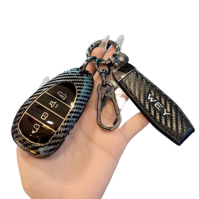 

Zinc Alloy Key Fob Cover for WEY Lanshan/Gaoshan/789/Latte DHT-PHEV (Men's Edition) - Protective Case Shell with Keychain