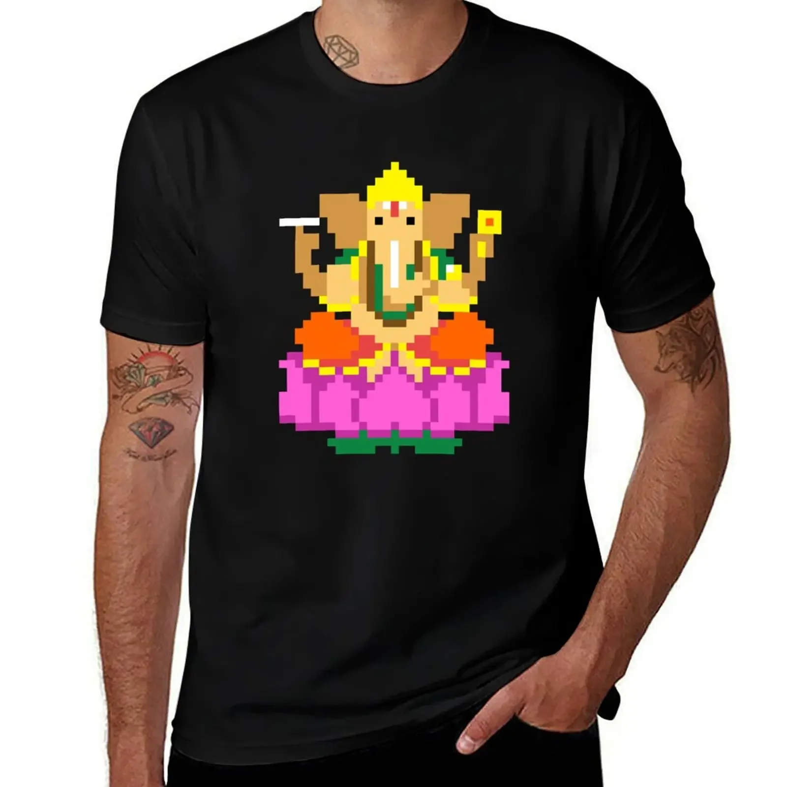 

Ganesha Pixel Art T-Shirt funny shirt cotton basketball graphic tees blanks mens t shirt graphic