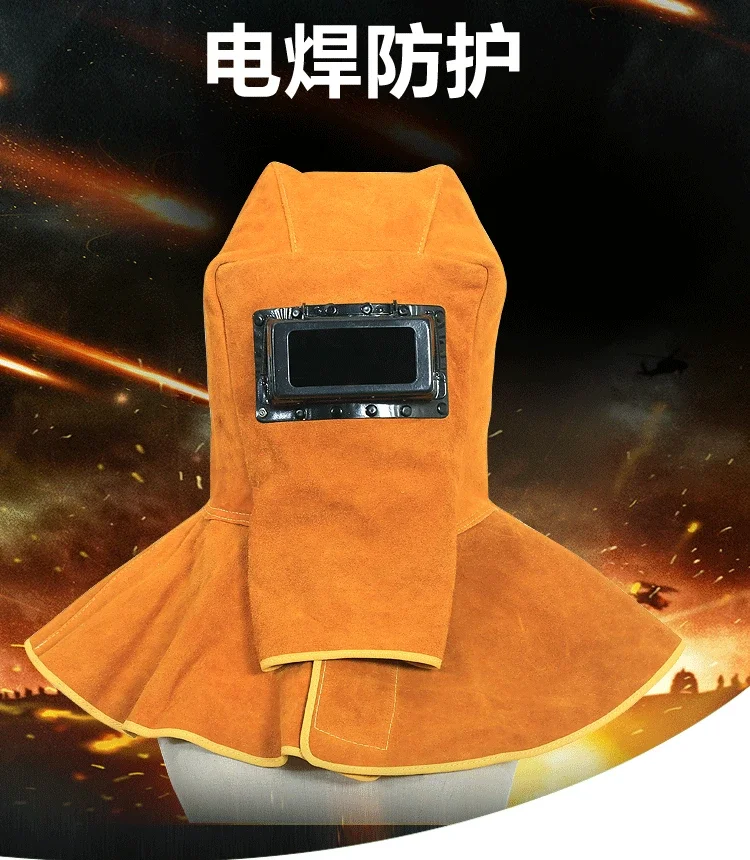 For Hood Grinding -15-65 Arc Tig Cowhide Welder Mask Welding Helmet Eyes Protection Sparkproof Head-Mounted Leather