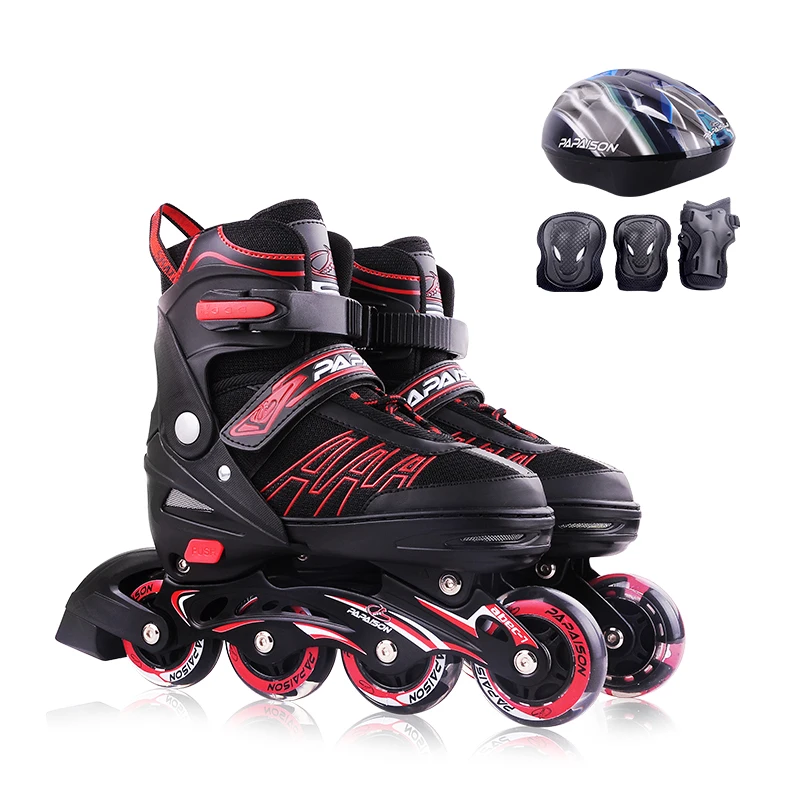 Scarpe per pattini a rotelle in linea di alta qualità in stock con ruote luminose a LED per bambini, adolescenti e adulti