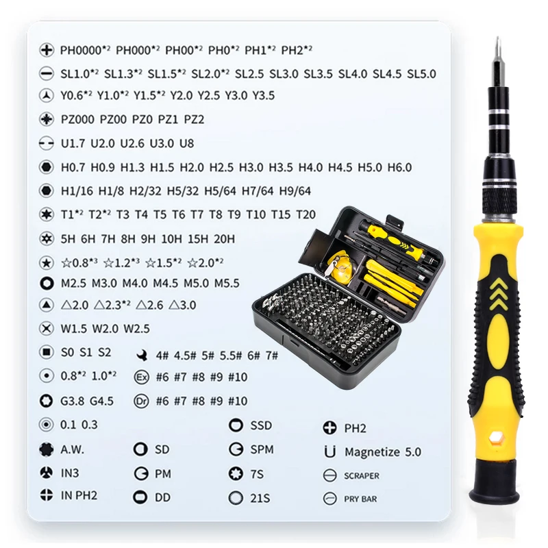 170/135 In 1 Screwdriver Set Precision Torx Hex Screw Bits Combinational Kits Household Small Electronics Repair Hand Tools