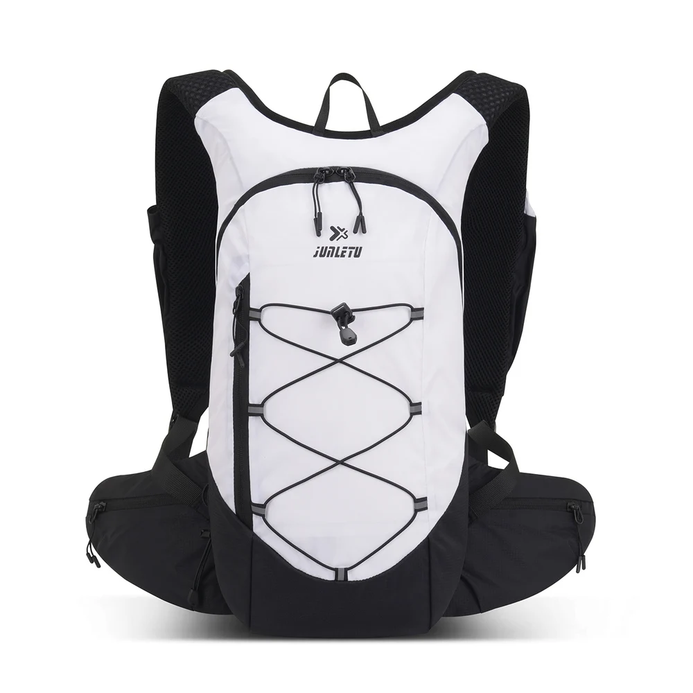 Nylon Hiking Daypack with Front Elastic Cord and Zipper Waist Pockets Lightweight Cycling Backpack with Adjustable Chest Straps