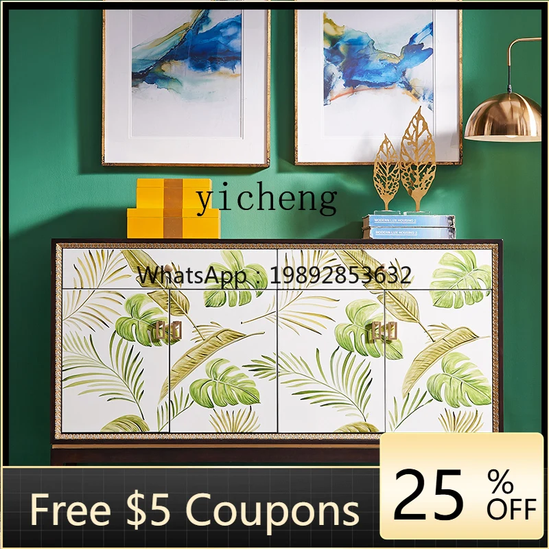 

solid wood door large-capacity entrance cabinet integrated light luxury painted living room home meal side door decoration