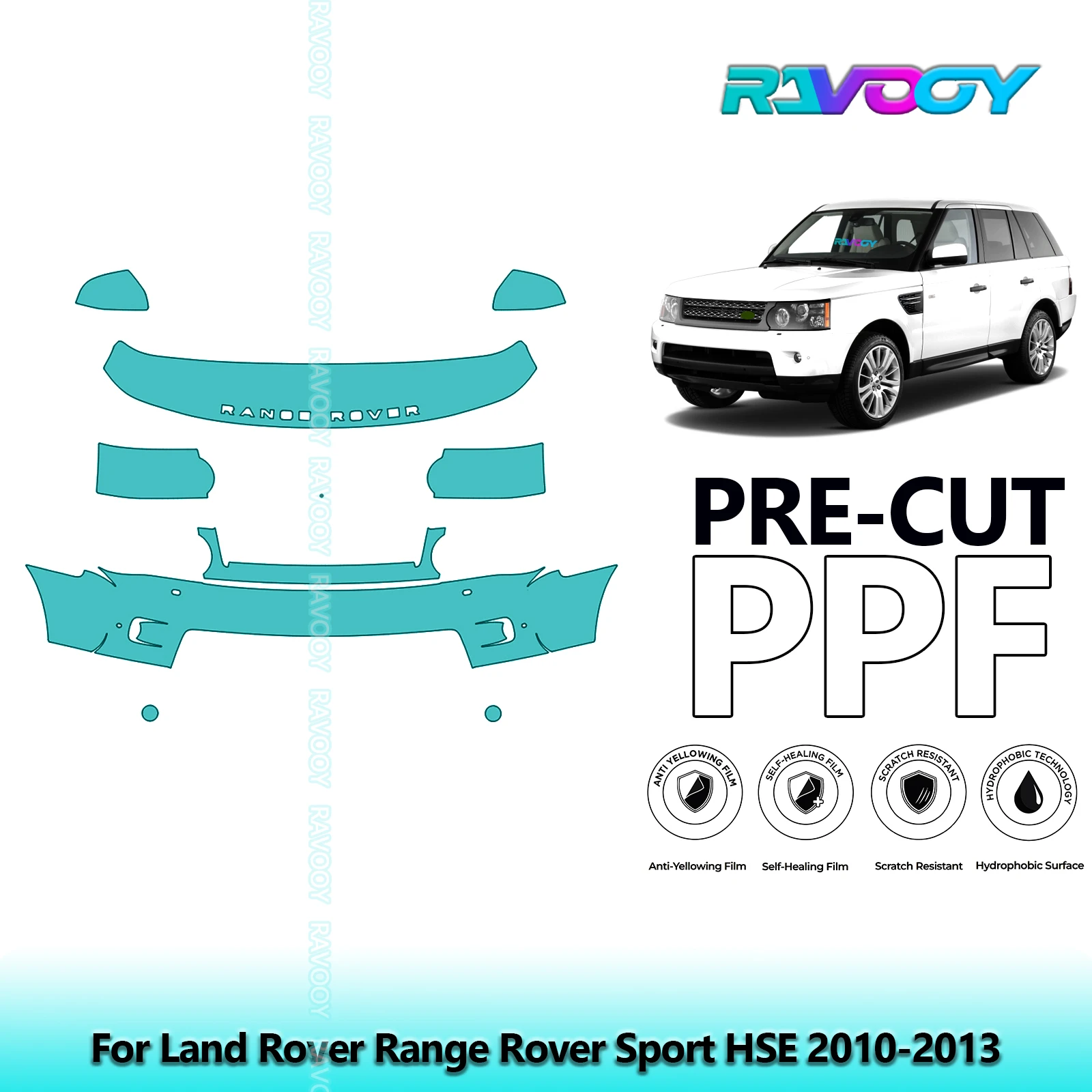 

8.5Mil Precut Paint Protection Film PPF Clear Bra Front Kit For Land Rover Range Rover Sport HSE 2010-2013