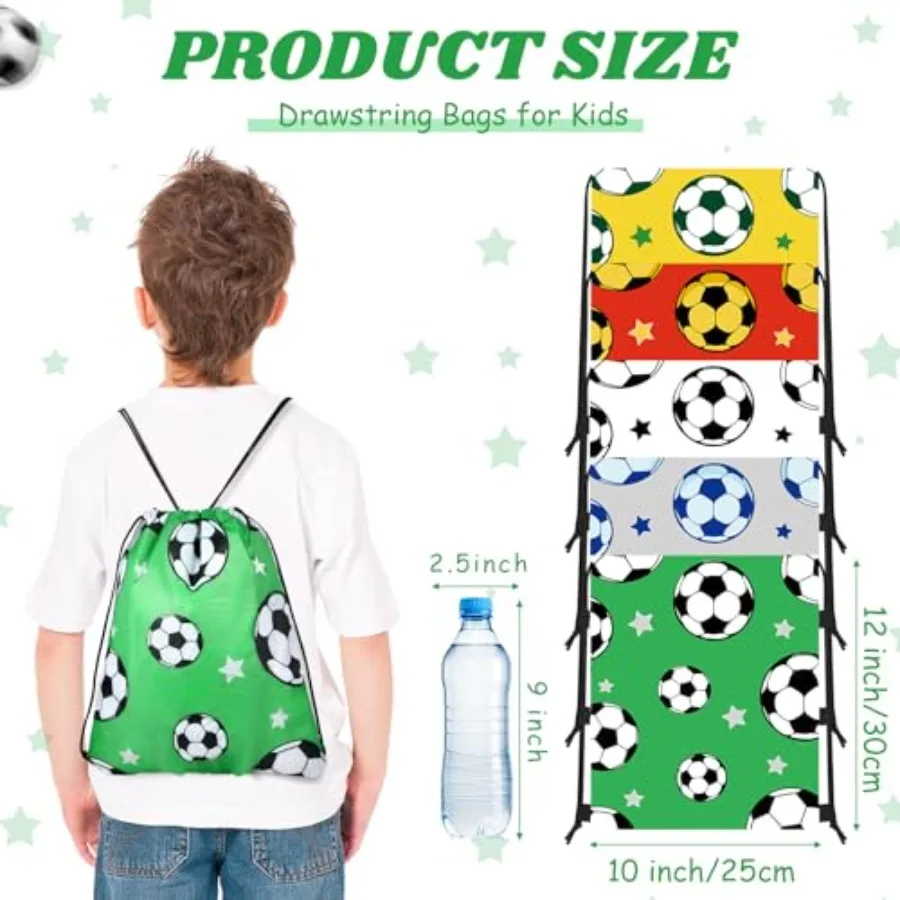 20 Pack Soccer Drawstring Bags 12 x 10 Inch Portable Sports Backpack for Girls Boys Party Favor Snack Back to School view 2