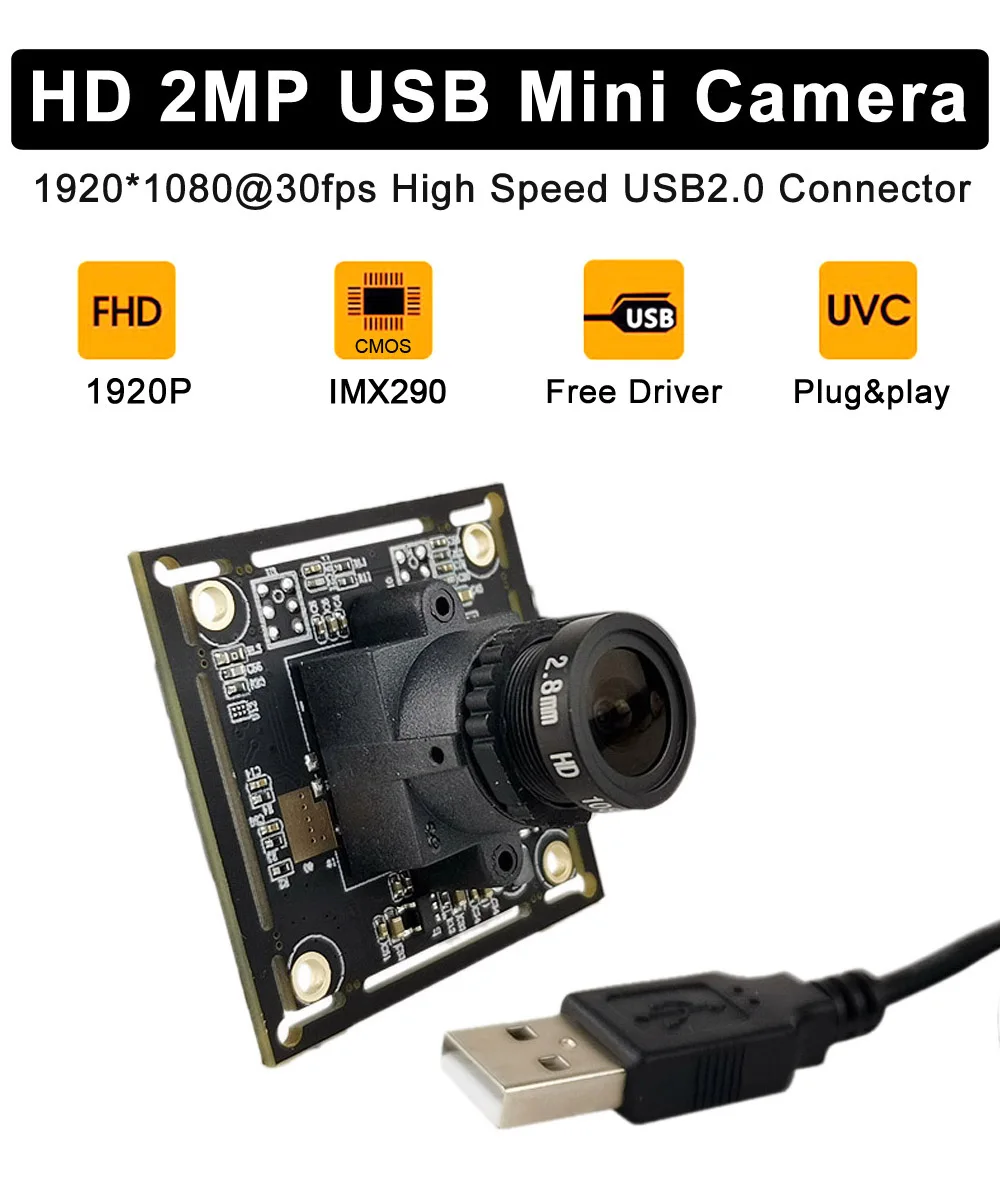 2 Megapixel HD 1080P 1920*1080 USB Camera Module IMX290 0.001Lux Starlight Low illumination USB2.0 Webcam MJPEG YUY2 PCBA