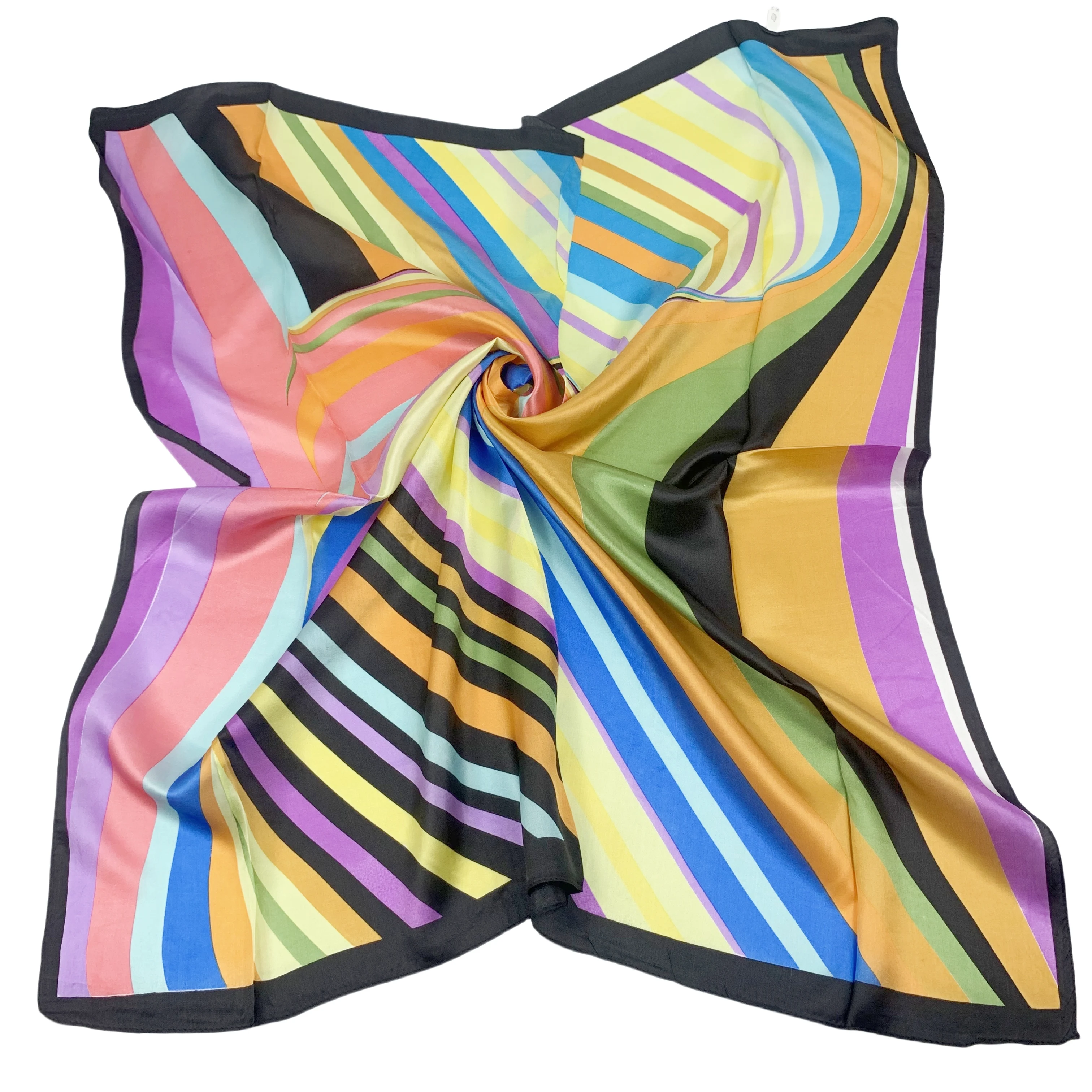 

wholesale 90cm*90cm 100% pure silk scarves scarf mulberry silk design scarf patchwork geometric multi-color stripe 100% silk