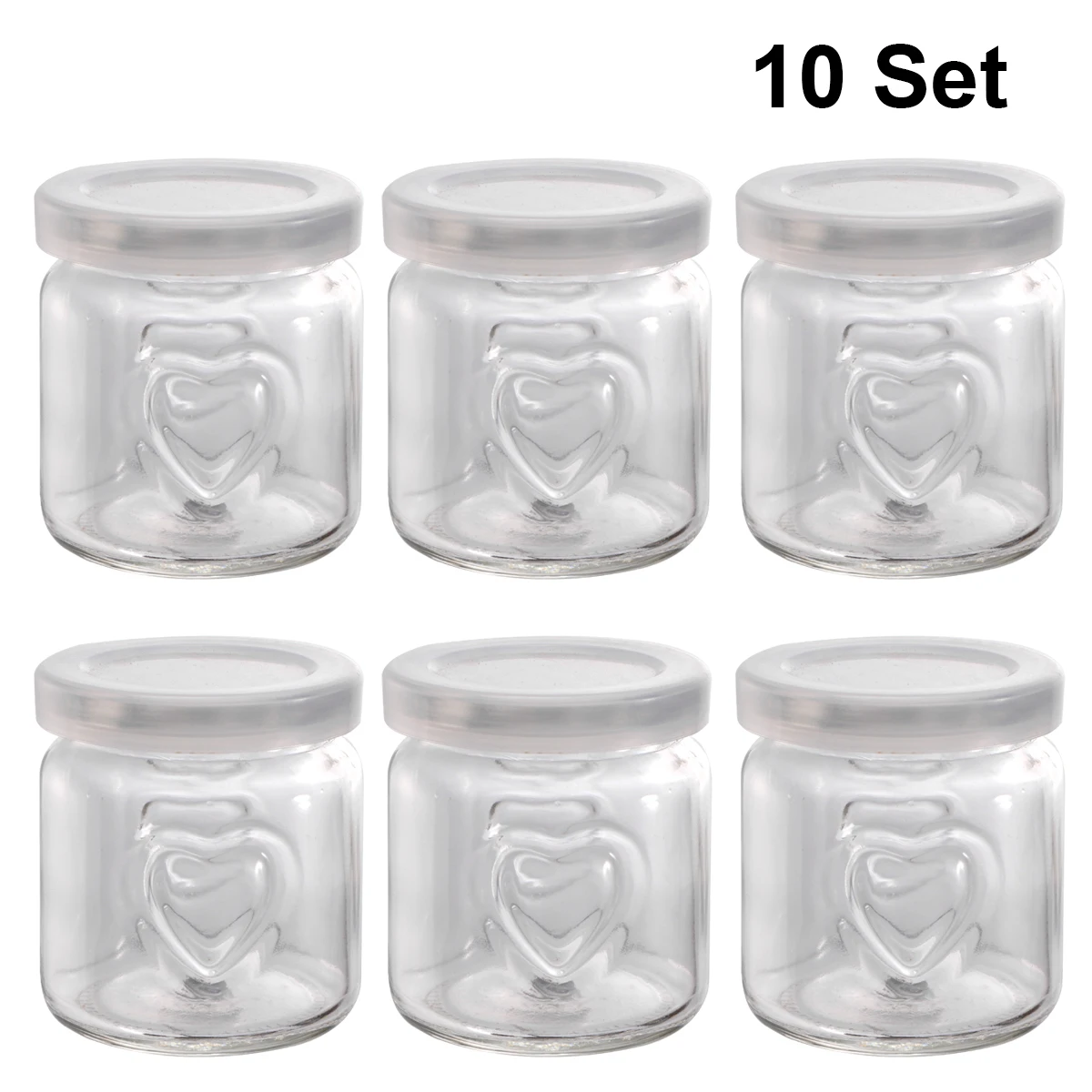 

10 set 100Ml Glass Pudding Cups Heat Resistant Yogurt Bottles Double Hearts Milk Jelly Jars Dessert Storage Homemade Jam Mousse