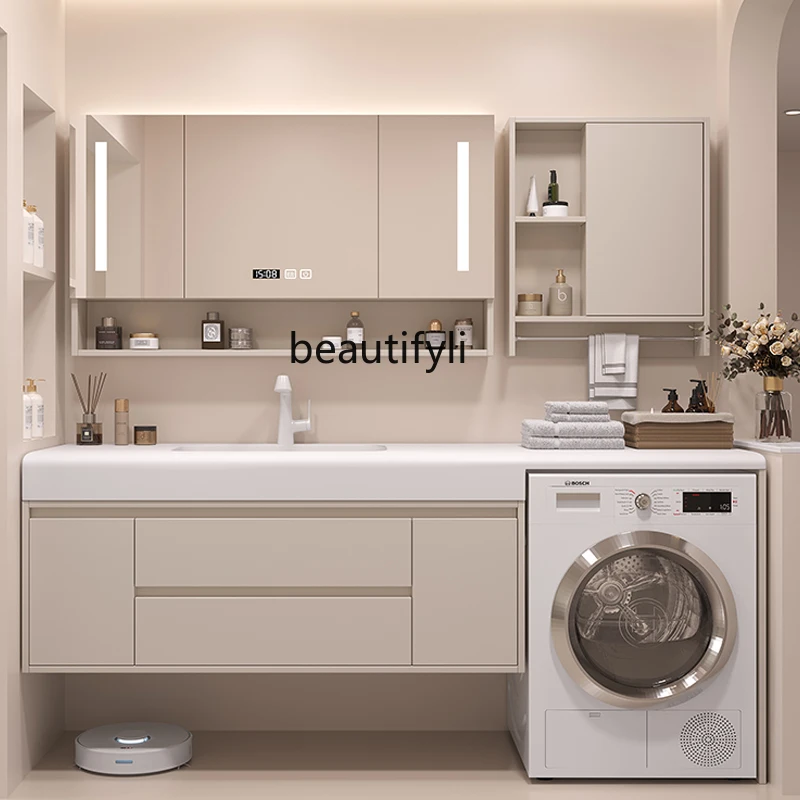 Corinai Whole Washbin Balcony Washing Machine Cabinet Combination Modern Minimalist Bathroom Bathroom Table Washbasin