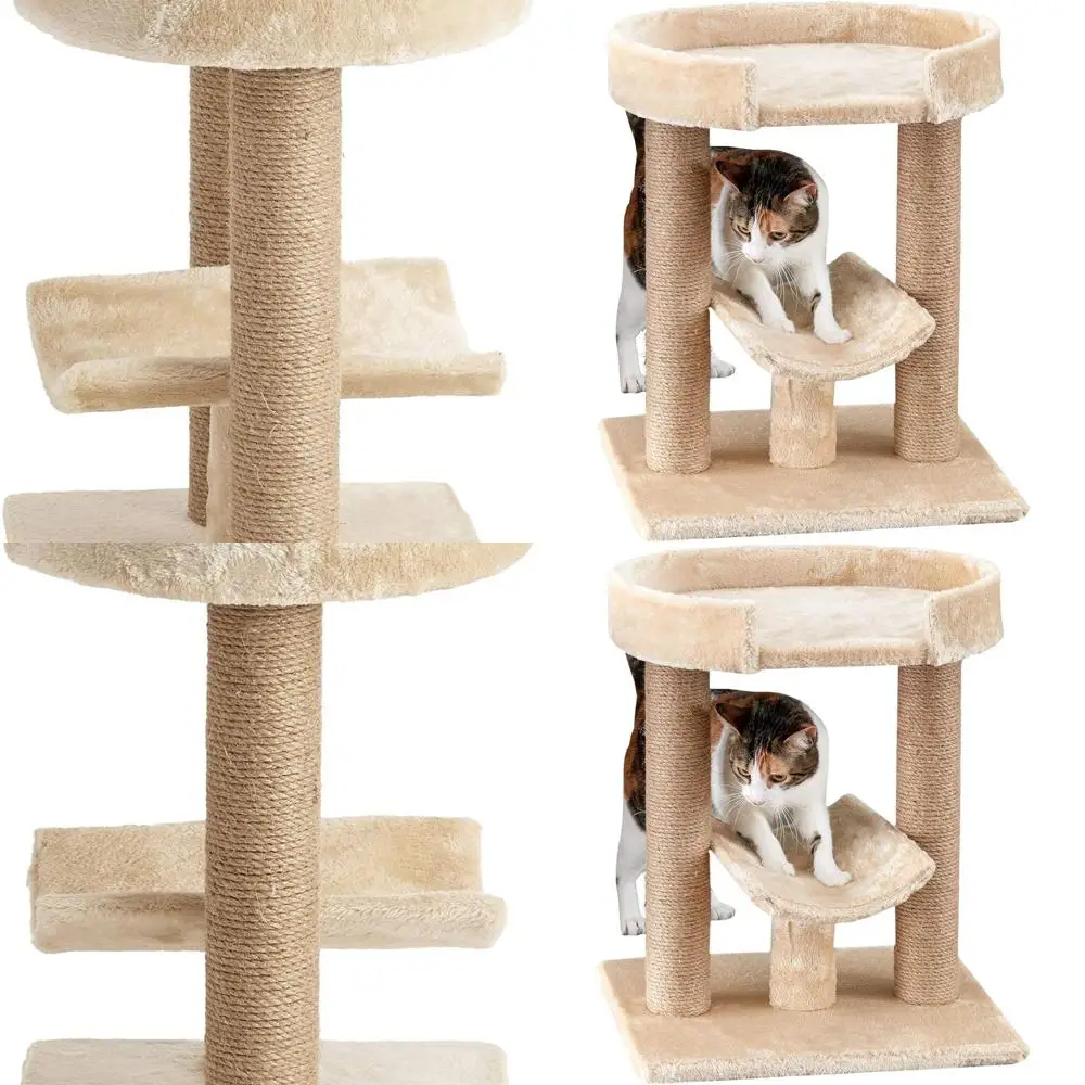 

Двухуровневая бежевая стойка-когтеточка для кошек — 21,1 дюйма