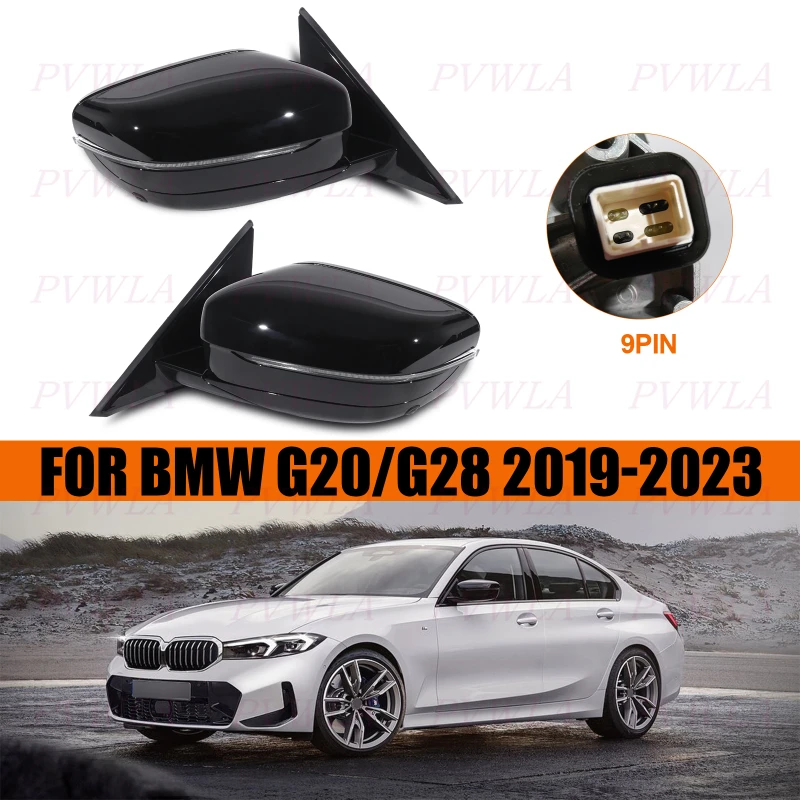 

9PIN For BMW G20 G28 M3 2019-2023 Black Painted Auto Dimming Camera Turn Lamp Blind Spot Rear Mirror Assembly Car Accessories
