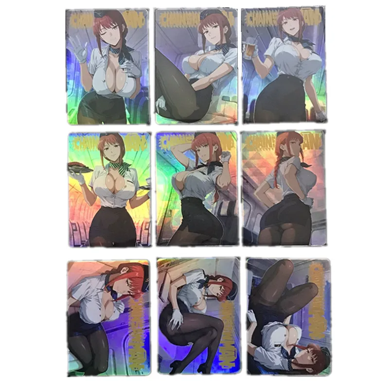 

9 шт./компл., человек с бензопилой Makima, сексуальная карта для взрослых, аниме, богиня телесного цвета, карта ACG 18+, игра для косплея, коллекция комиксов, карта, игрушка в подарок