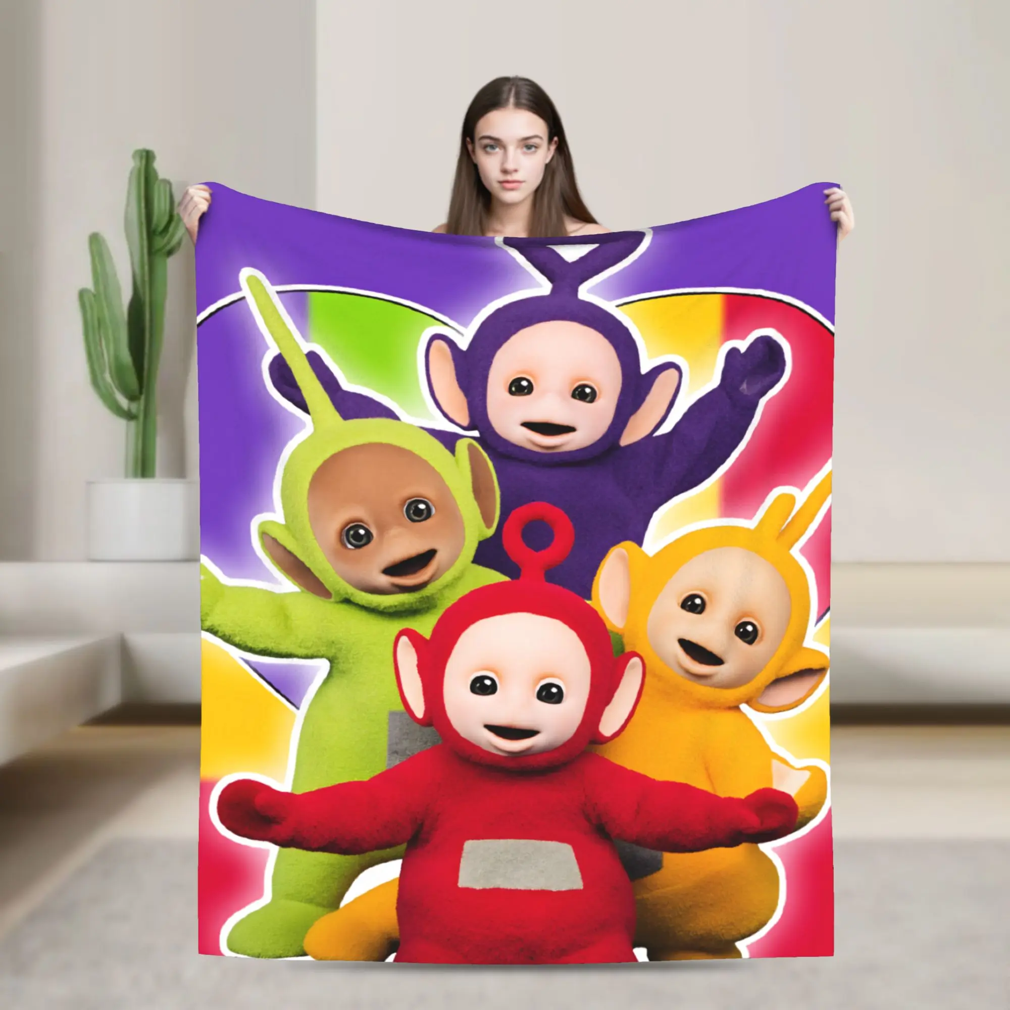 Childrens Cute T-Teletubbies Soft Blanket  Travel Plush Bedding Throws Aesthetic Bedroom Flannel Bedspread Sofa Bed Cover
