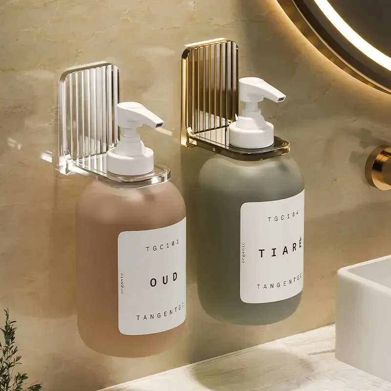 

Light luxury shower Gel Bottle Rack Adjustable Shampoo Bottle Holder Hand Soap Dispenser Hook Wall Mounted Free Punching