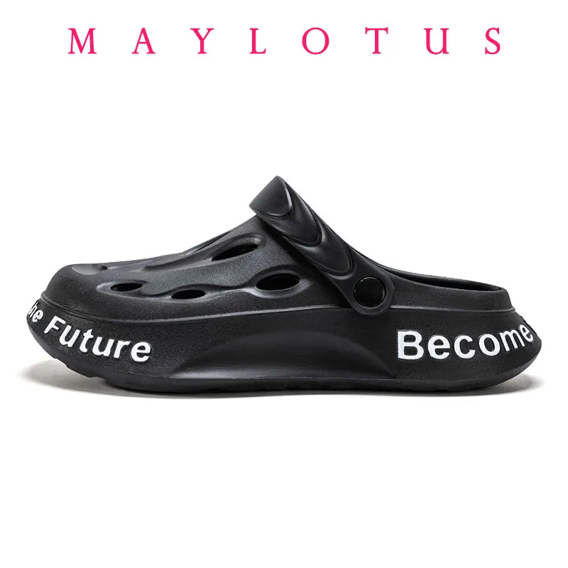 

Men Waterproof Slippers Summer Fashion Women Sandals Black Outdoor Eva Shoes Slides Soft Light Sole Garden Shoes Indoor Clogs