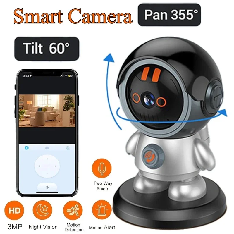 1080P HD WiFi Mobile Robot Security Camera, One-Touch Call, Full Color Night Vision, Wireless Indoor Pet Monitoring Camera