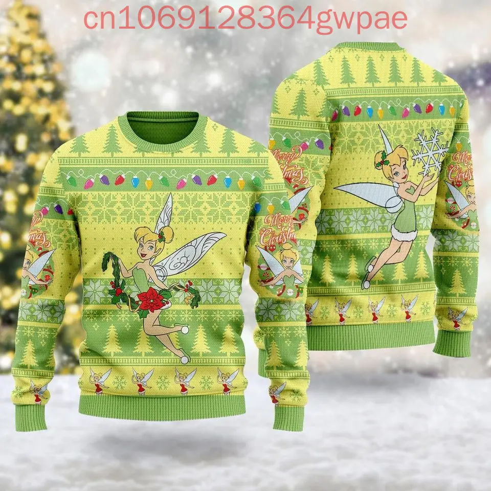 Tinker Bell Christmas Sweater Men's Women's 3d Print Ugly Sweater Disney Peter Pan Ugly Christmas Sweater Tops