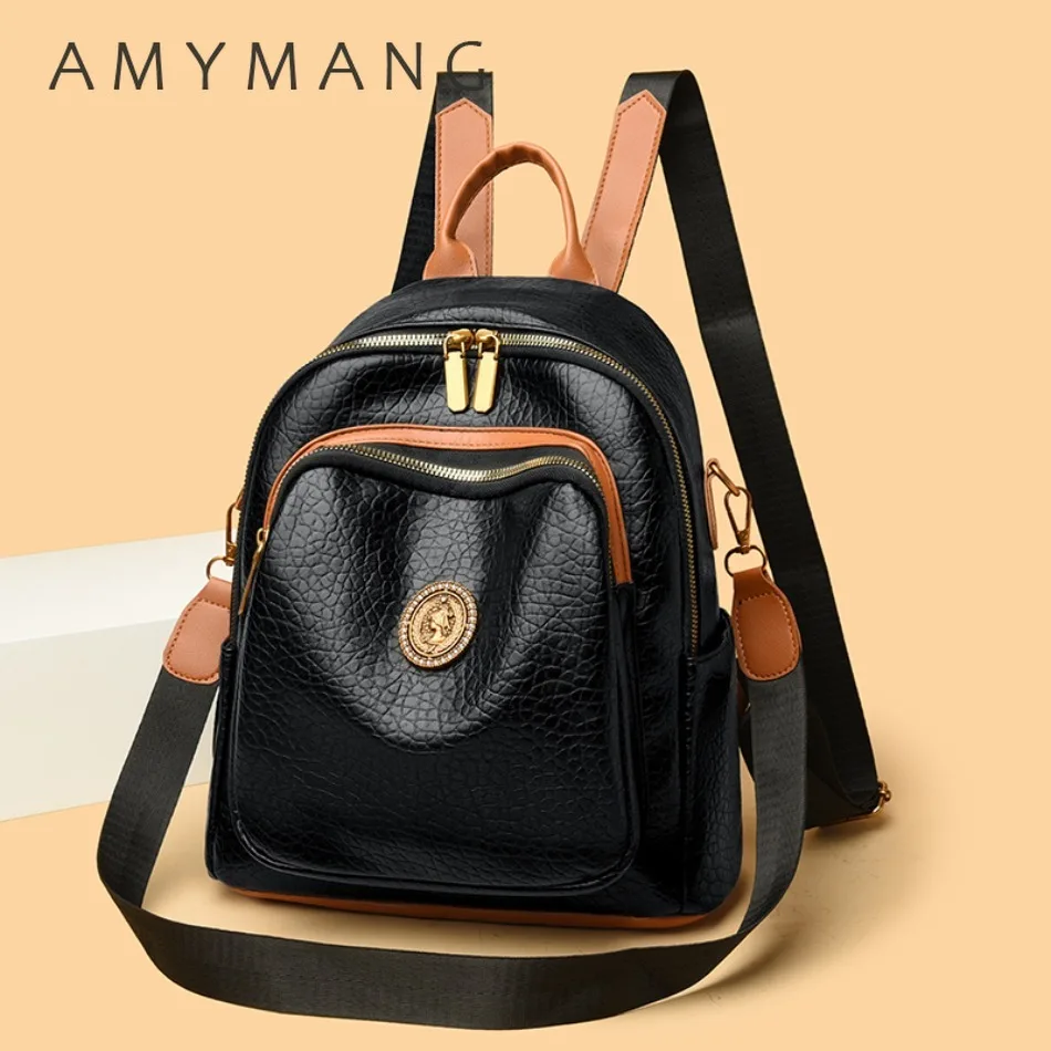 Fashion Women Backpack Designer Pu Leather Travel Back Pack Casual Shoulder Bag High Quality School Bags for Teenagers Girls Sac