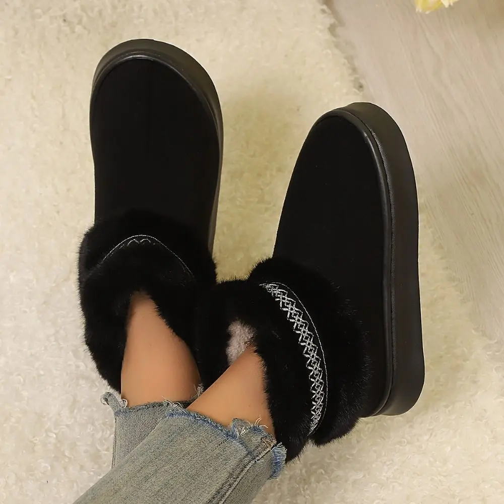 جديد أحذية الثلوج حذاء من الجلد الدافئة عدم الانزلاق وحيد المرأة النعال سميكة القاع رقيق المنزل أحذية قطنية الشتاء