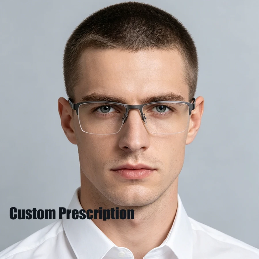 

Men's Custom Prescription Glasses Multi-Focal Progressive Photochromic Anti-Blue Light Myopia Hyperopia Reading Glasses 1506