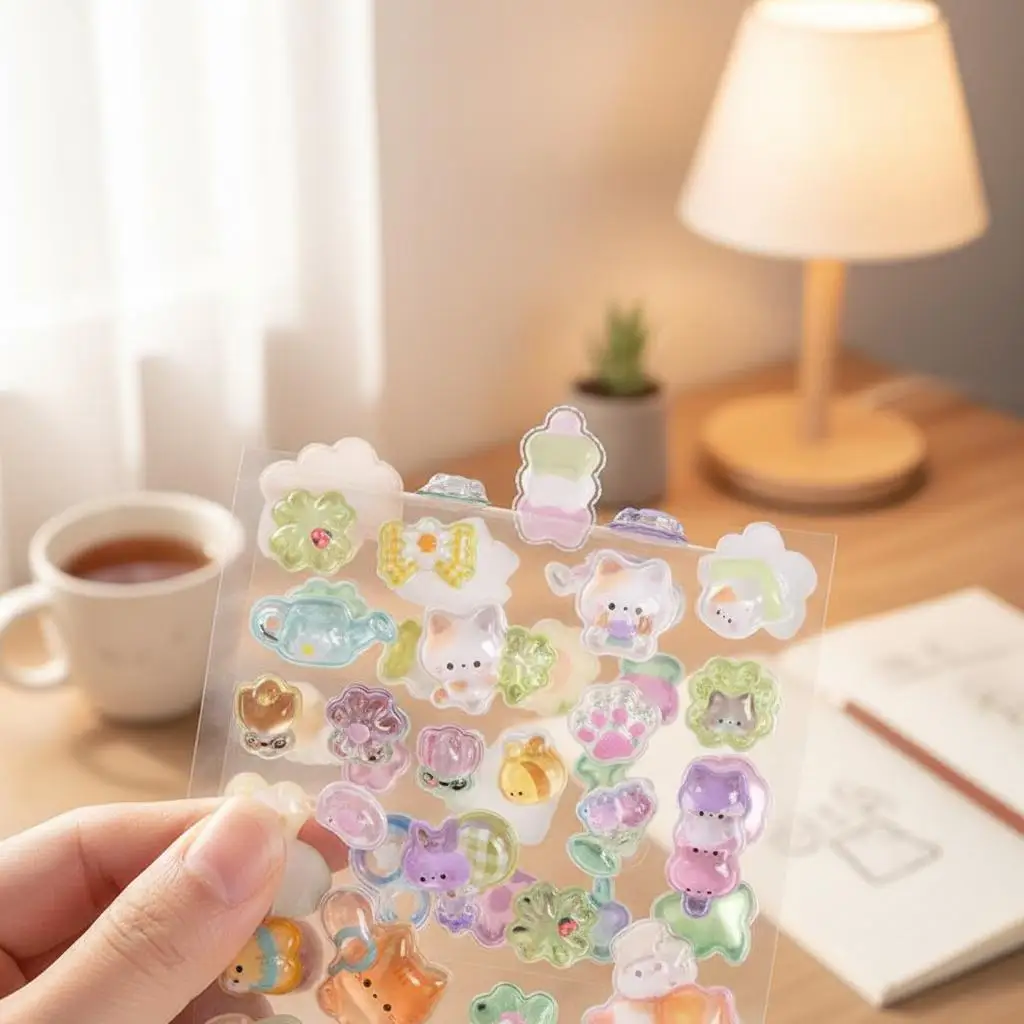 Funny Sweet Furit Ice Cream Pets Drop 3D Relief Sticker Scrapbooking Diy Diary Decor PVC Craft Decals For Stationery Phone Case