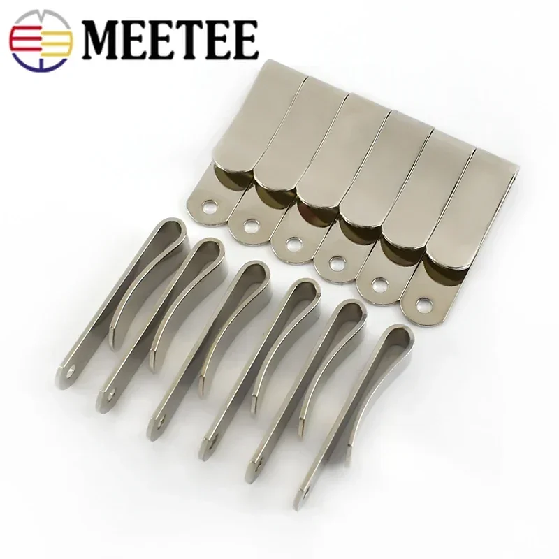 Meetee 10/20Pcs 32x8mm Metal Spring Buckle Belt Holster Sheath Clip with Hole Leather Case Wallet Clips DIY Handbag Accessories