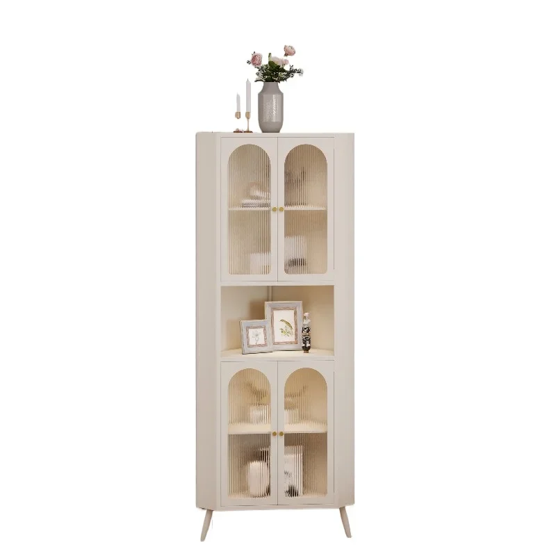 French corner cabinet, simple modern storage cabinet, cream wind corner