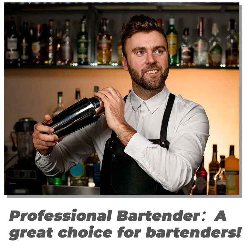 

A96I-3Sets Cocktail Shakers Professional Bar Shaker Boston Shaker Set Stainless Steel Martini Shaker Drink Mixer(Silver) Easy To