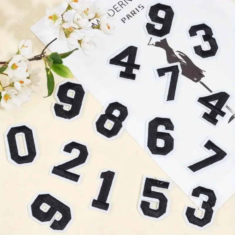 10 Stück/Set 5cm Bunte Nummern 0-9 Gestickte Aufnäher Zum Aufbügeln auf Stoff für DIY-Bastelarbeiten Handgemachtes Abzeichen Kleidung Nähzubehör – Detail 3
