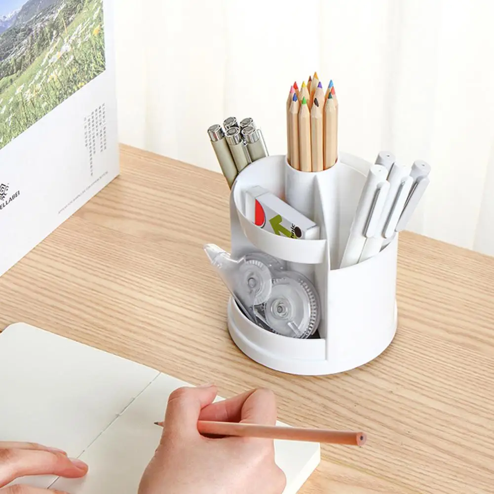 حامل قلم دوار لسطح المكتب ، منظم مكياج ، تصميم متعدد الشبكة ، 360 درجة قابل للتدوير ، تخزين أدوات مكتبية للطلاب متعددة الاستخدامات