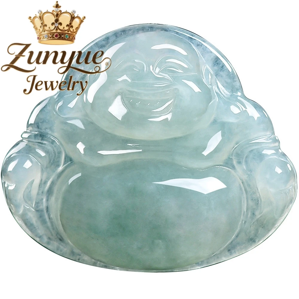 Natural Myanmar Genuine A-Grade Ice-Grade Jadeite Maitreya Buddha Pendant High-End Exquisite Luxury Quality Jewelry Amulet Gift