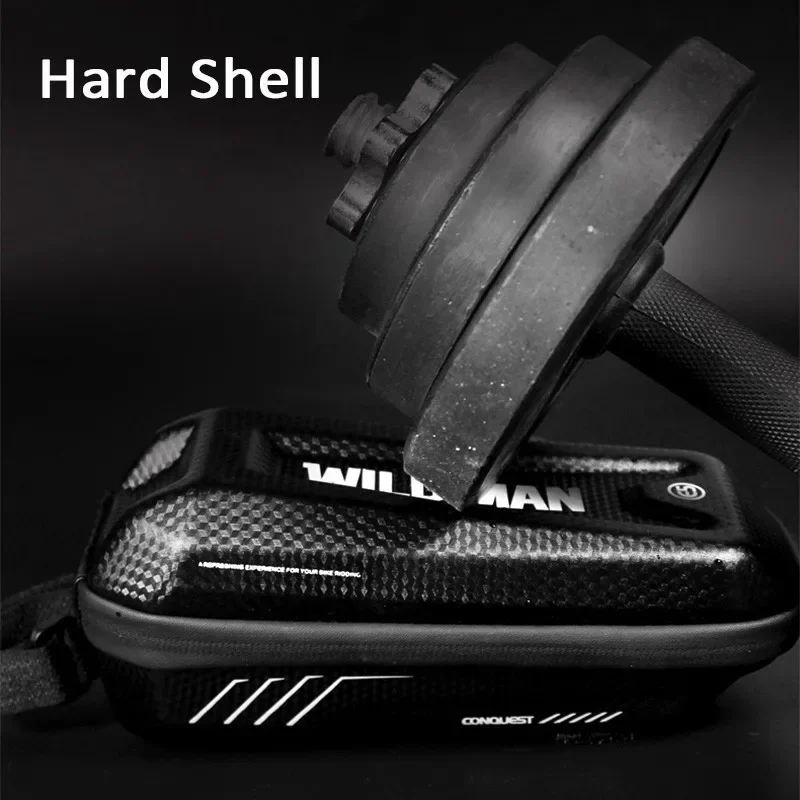 WILD MAN Hard Shell Bike Top Tube Bag Rainproof Front Frame Bicycle Bag Cycling Bag Accessories Capacity 1L